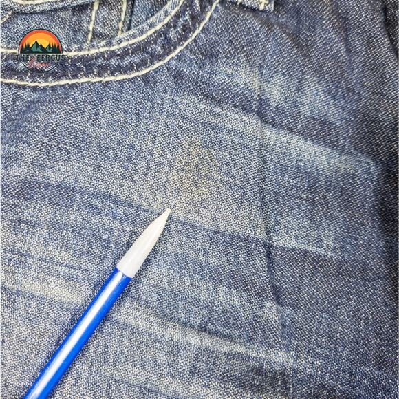 MEK Denim Jeans Y2K Cyber Wide Leg Button Fly Med Wash USA Design Mens Sz 34x34 - Picture 8 of 16